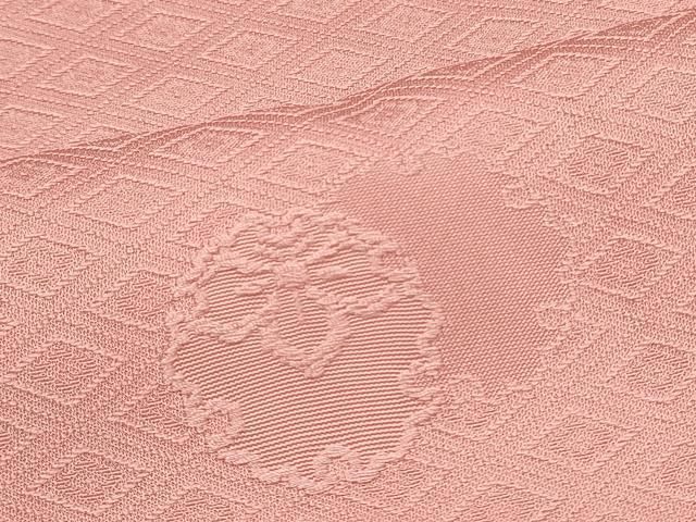 平和屋着物▽上質な色無地 単衣 紋意匠 紅掛花色 正絹