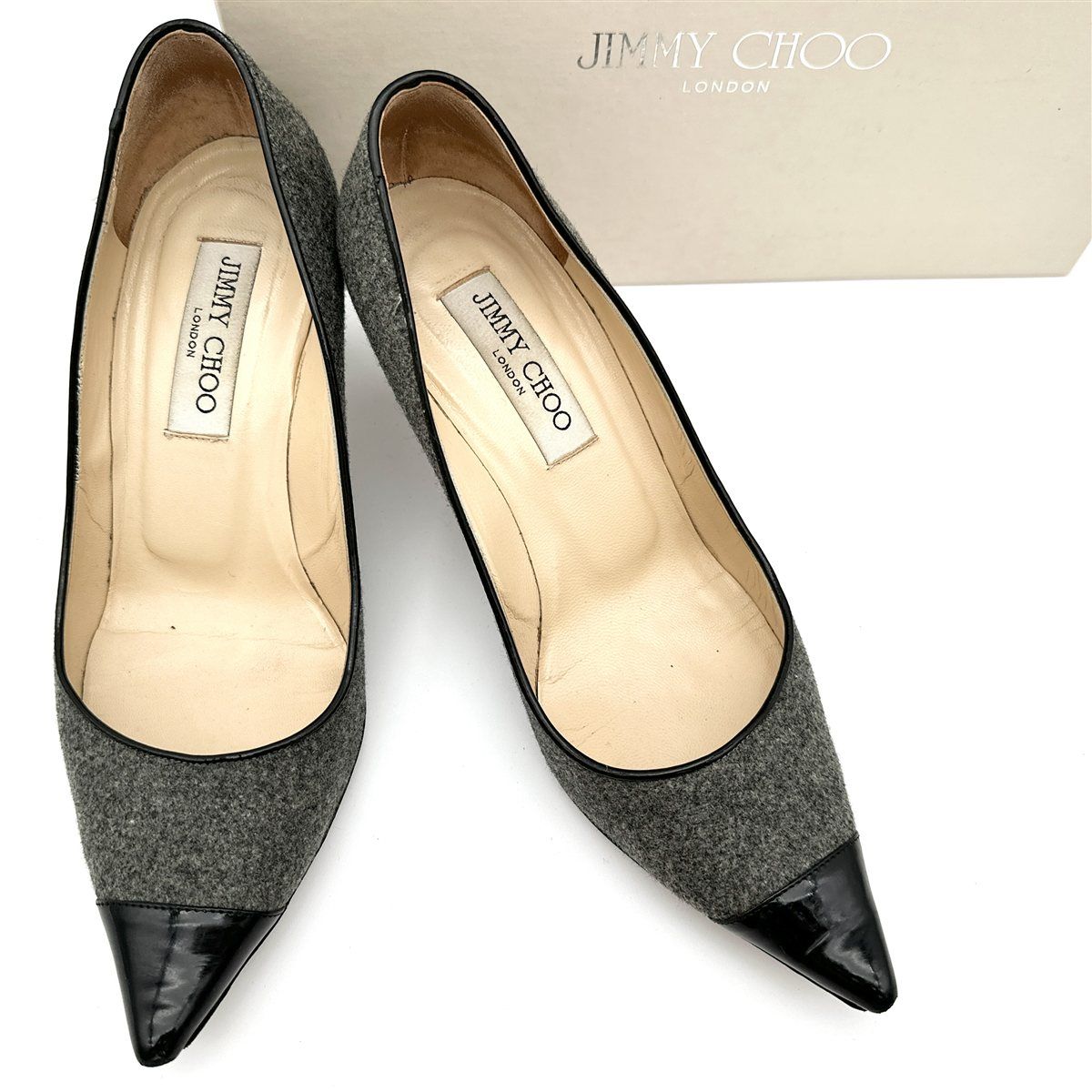 JIMMY CHOO・ジミーチュウ・パンプス・グレー・スエード・22.5相当 JIMMY CHOO - JIMMY CHOO・ジミーチュウ・パンプス・グレー