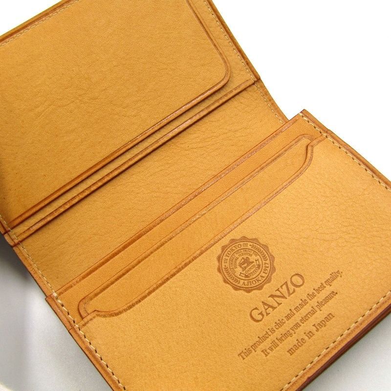 【美品】ガンゾ GANZO 名刺入れ カードケース コードバン ブラウン 美品 GANZO ガンゾ 名刺入れ 57189 THIN BRIDLE 通しマチ シン