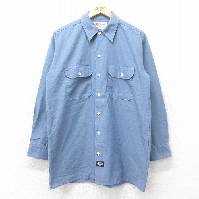 Dickies 長袖シャンブレーシャツ XL 2XL メイドインUSA 美中古 L/古着 ディッキーズ Dickies 長袖 シャンブレー シャツ メンズ 00s 薄