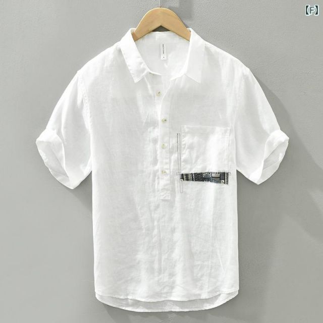 種類36 - M|L - 2528 ホワイト メンズ ファッション 服 男性用 オシャレ シンプル 大人 かっこいい 大きいサイズ ストリート 紳士服 夏 プリント リネンシャツ 半袖 カジュアル 通気性 コットンリネン 生地 半袖 シャツ CAMPINGPARCCENTRAL_COM