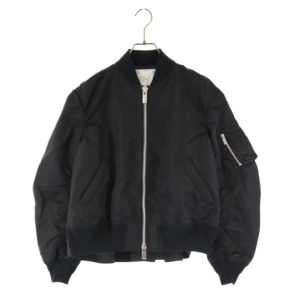 Sacai (サカイ) 18-03978 18AW Back Flare MA-1 バックプリーツナイロンジップアップボンバージャケット ブラック  ブルゾン - メルカリ