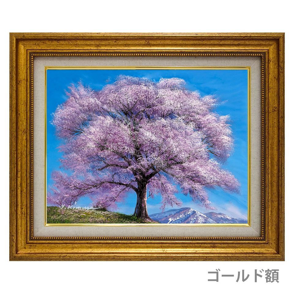 「桜と寺」　手描き　油絵　風景画　原画　油彩画　印象派 ☆ 油彩画 F6号 木村由記夫 「王仁塚の桜（わに塚のさくら