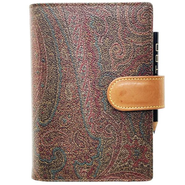 エトロ 手帳カバー ペイズリー アジェンダ PVC レザー 革 マルチカラー ブラウン系 茶色 ETRO システム手帳カバー ダイアリー アドレス帳 メモ帳 6穴式 文房具 き