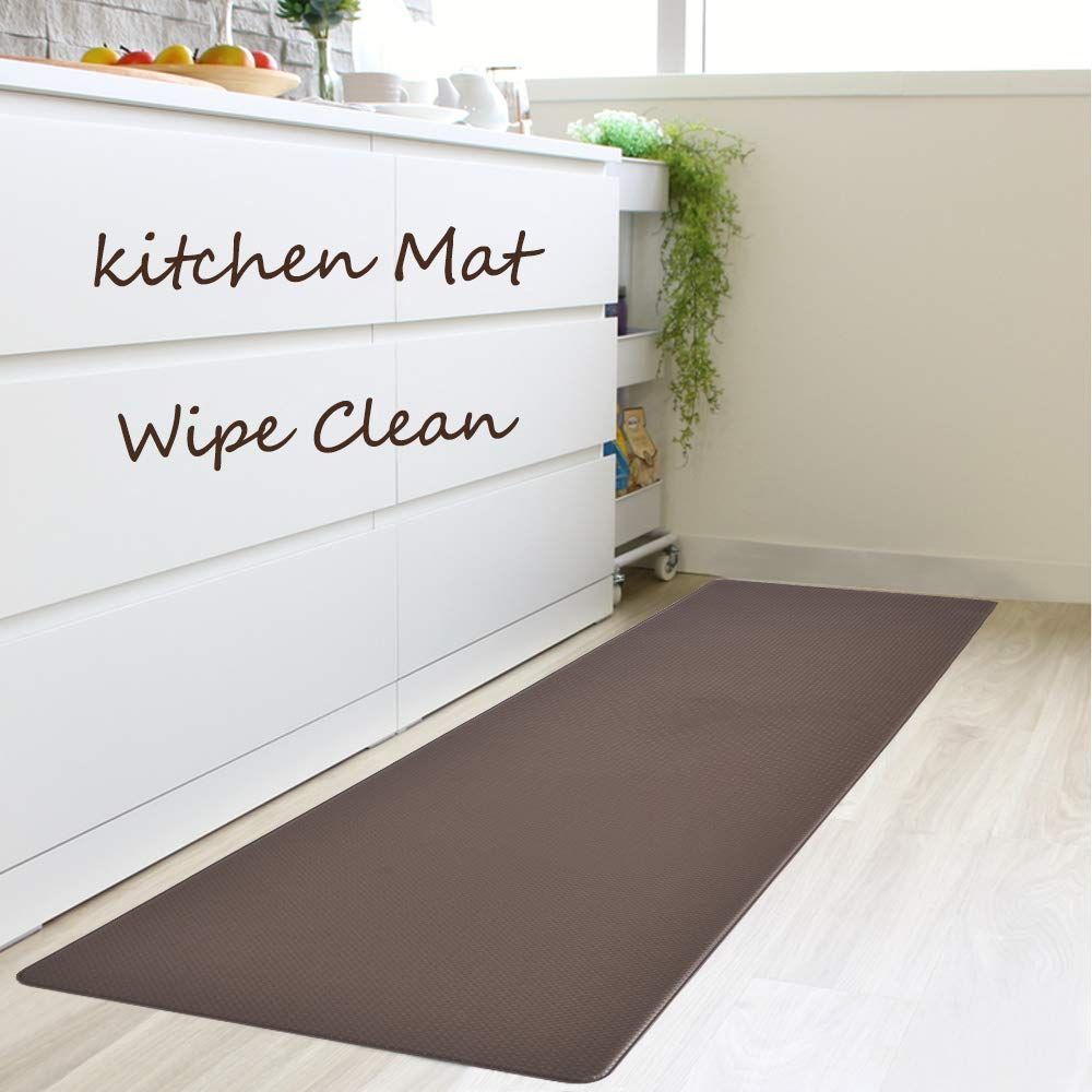 人気商品 ブラウン 拭ける 防汚 マット 台所 ずれない 低反発クッション 洗濯いらず 厚さ8mm PVC 60×240cm キッチンマット Home Baibu