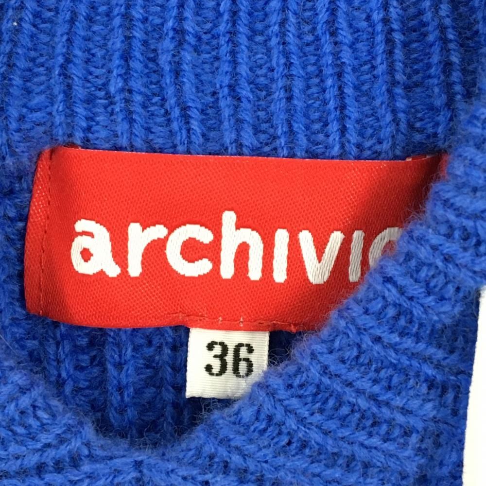 超 アルチビオ セーター ブルー×白 ウール100％ ニット レディース 36 S ゴルフウェア archivio LLC-HASEGAWATOSO_COM