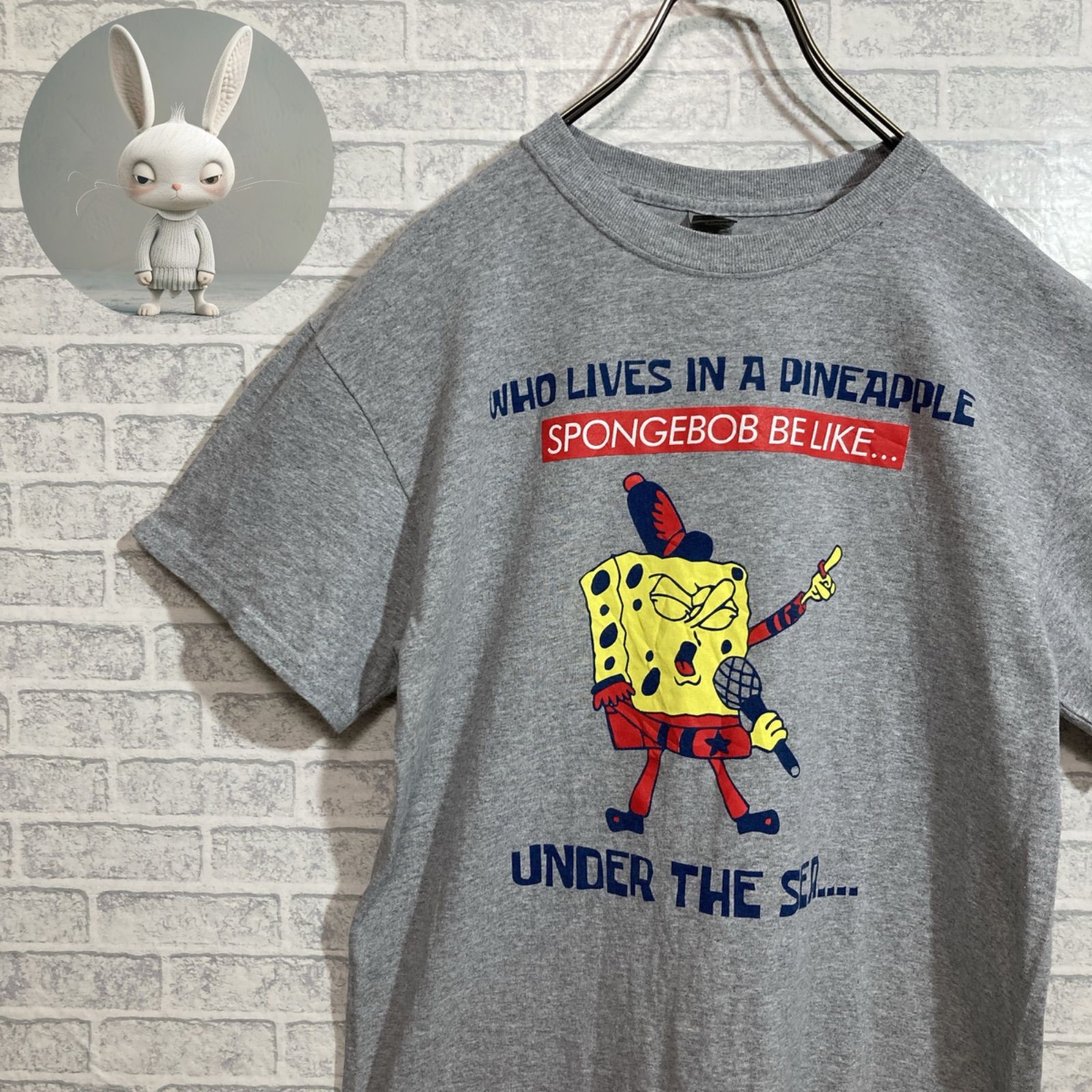 GILDAN【Tシャツ☆半袖☆スポンジボブ☆デカプリント☆キャラクター☆U 