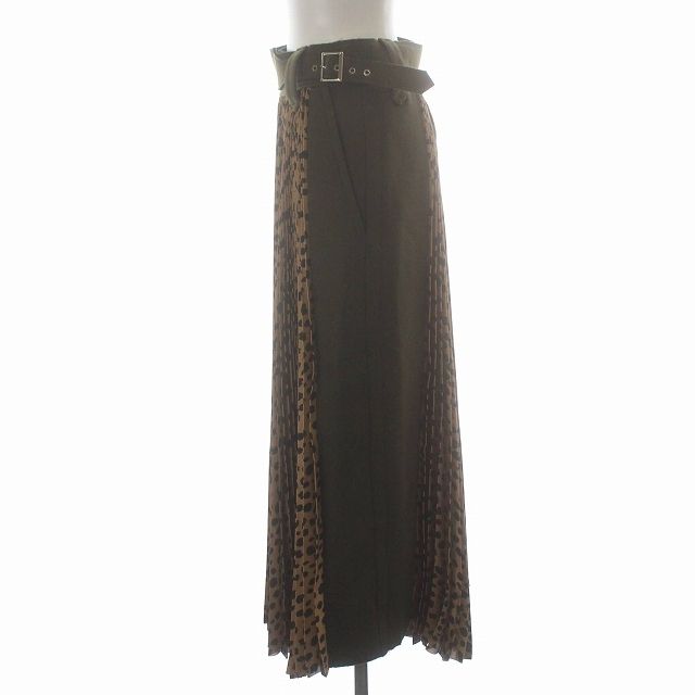 サカイ sacai 20AW プリーツスカート ロング レオパード ヒョウ柄