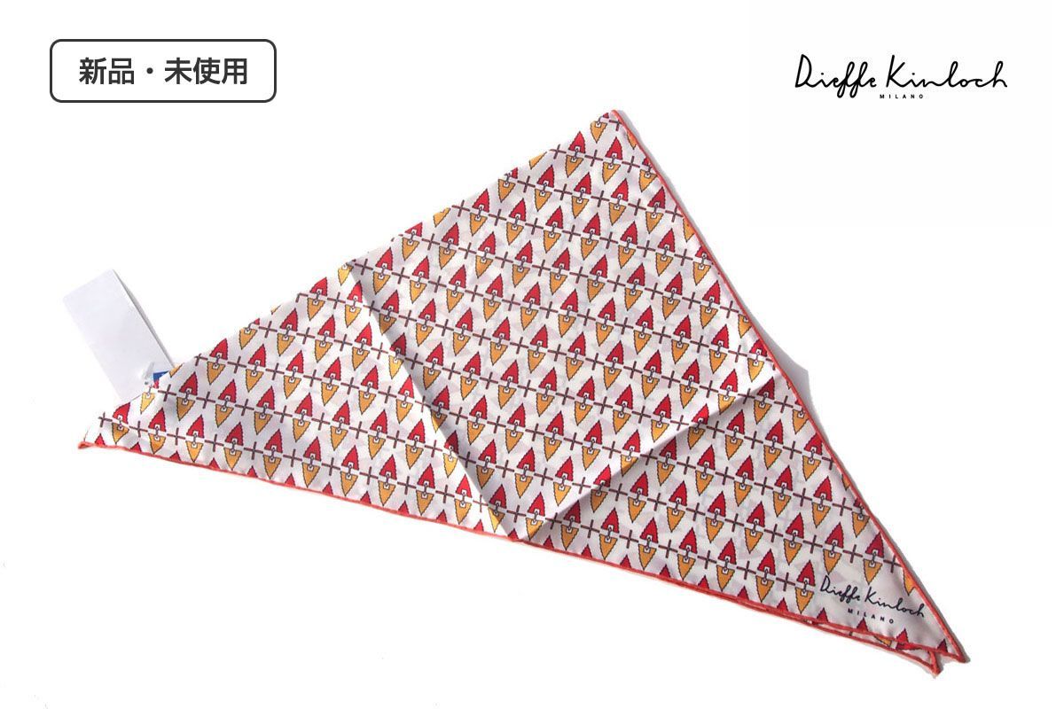 ｜ ｜キンロック｜Dieffe Kinloch｜幾何学柄プリントシルク トライアングル スカーフ