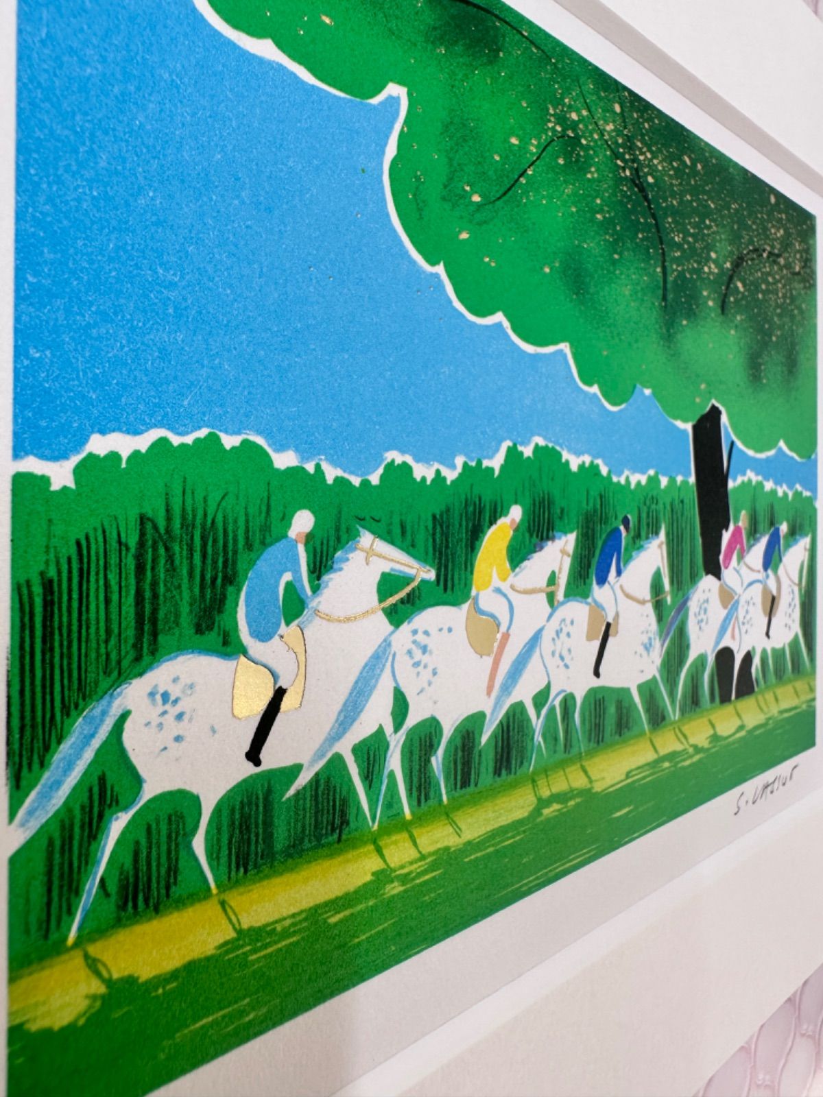 セルジュ・ラシス「2頭の馬 セルジュラシス リトグラフ 乗馬シリーズ25