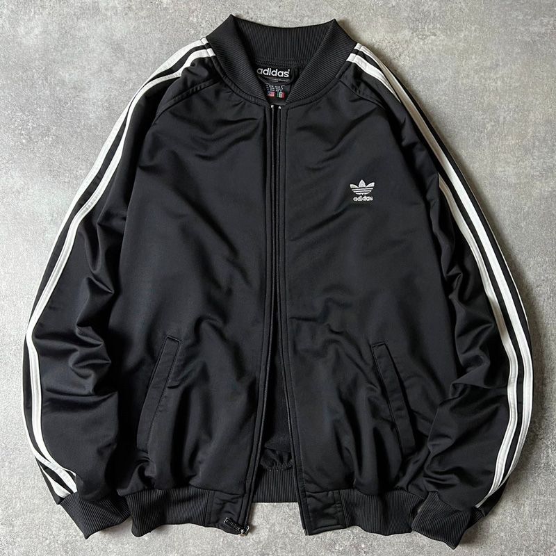 90s adidas トレフォイル刺繍 3ストライプ セットアップジャージM-L