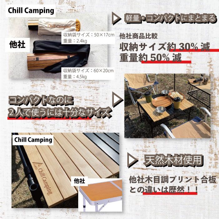 ChillCamping(チルキャンピング) ロールウッドテーブル（ランタン