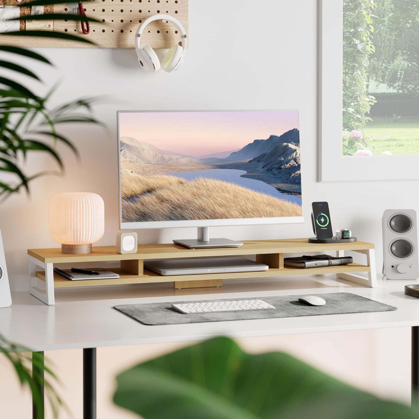 モニター台 モニタースタンド 木製 パソコン台 pc台 卓上収納 pcスタンド 机上台 ディスプレイ台 卓上ラック 机上ラック ノートパソコン台 目線が上がる モニター台 机上台 机上ラック 木製 卓上收 パソコンラック pcモニター