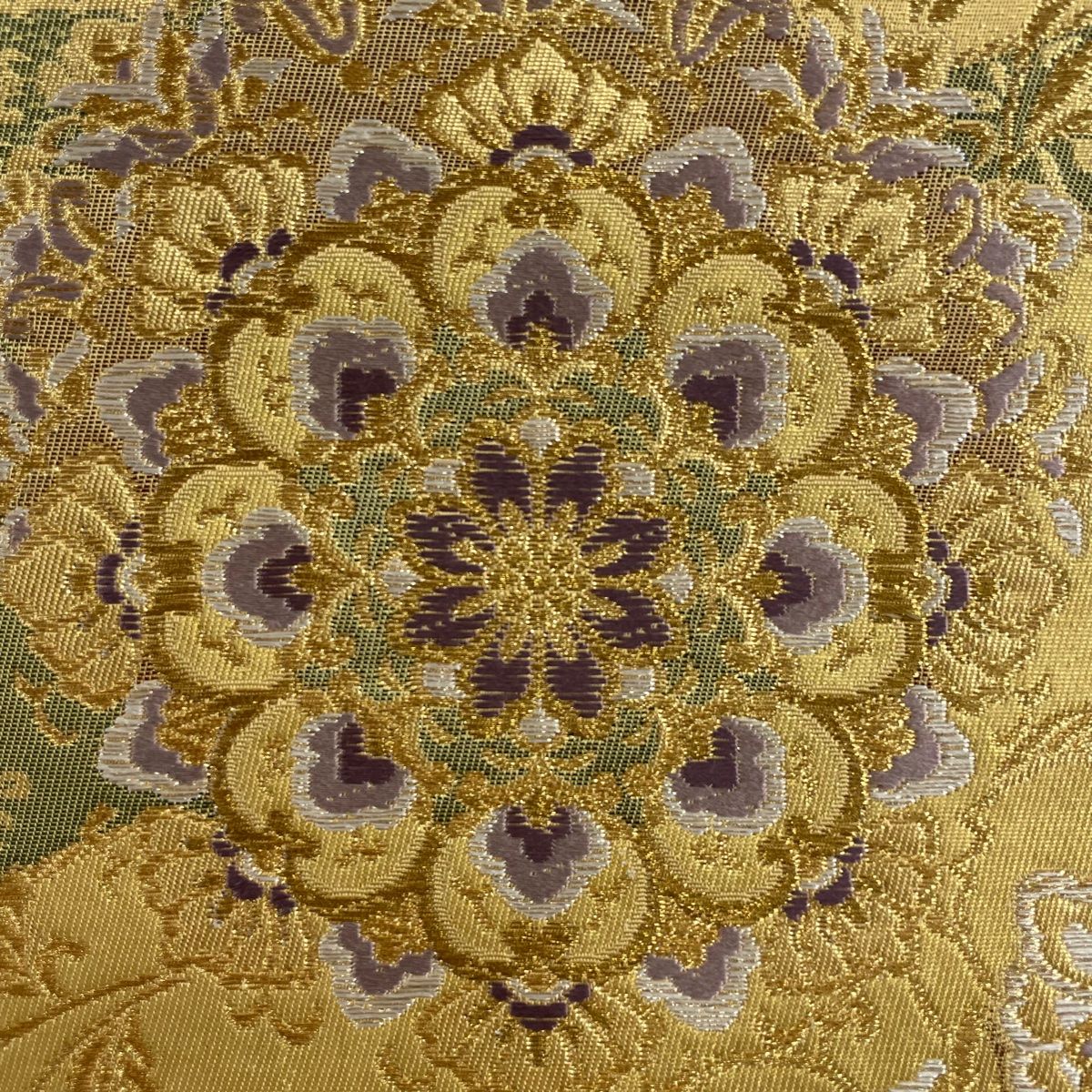 袋帯 美品 秀品 やまと 華文 草花 金銀糸 箔 金色 六通 正絹 【中古 
