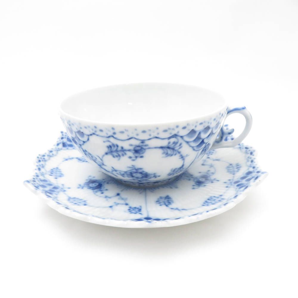 ROYAL COPENHAGEN ロイヤルコペンハーゲン ブルーフルーテッド フルレース 1130 ティーカップ＆ソーサー 1客 SY12538A1