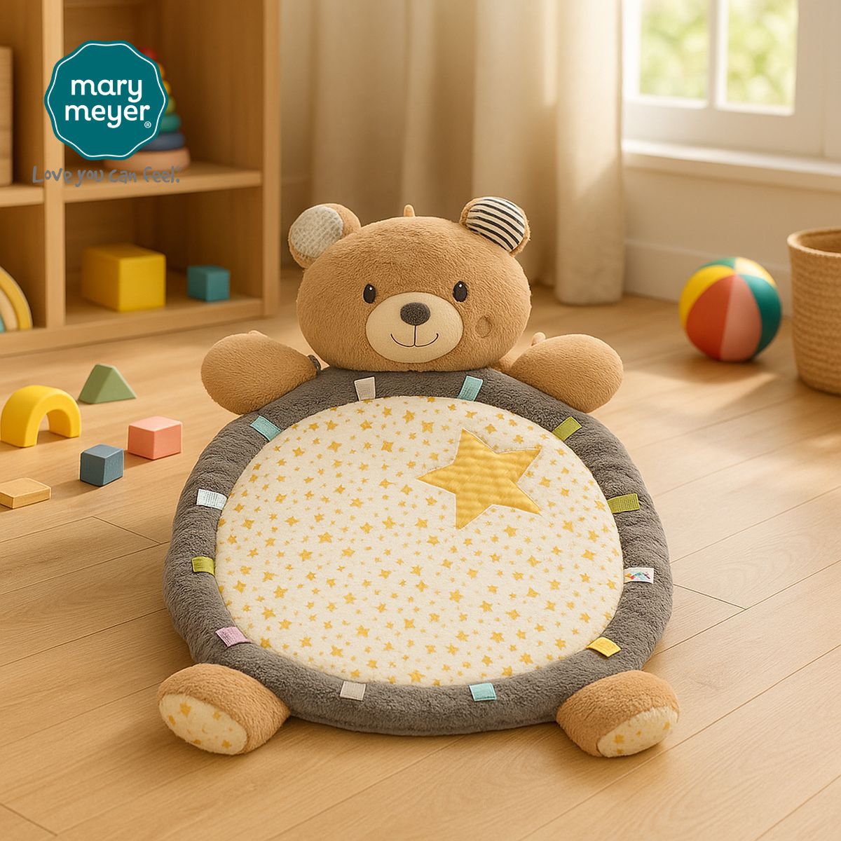 メリーマイヤー タギーズ ベビーマット ベア スター 幅58x奥行79 cm 厚み5cm クマ プレイマット 座布団 ベビー 赤ちゃん 0歳 用品 かわいい 動物 寝具 マット Mary Meyer 正規輸入品