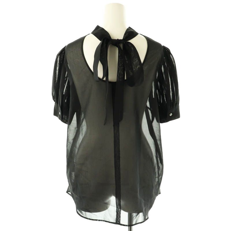 【新品】  BORDERS at BALCONY / ボーダーズアットバルコニー | PUFF SLEEVE SHEER SHIRT / パフスリーブシアーブラウス | 36 | ブラック BORDERS at BALCONY ブラウス シャツ 「BORDERS BALCONY