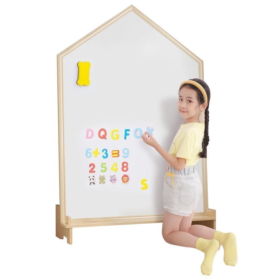 ホワイトボード 子供 黒板 お絵描きボード 両面ボード ビッグサイズ 知育教育 脚付き マグネット付き 掛け＆立て両用 1~8歳子供 キッズ お