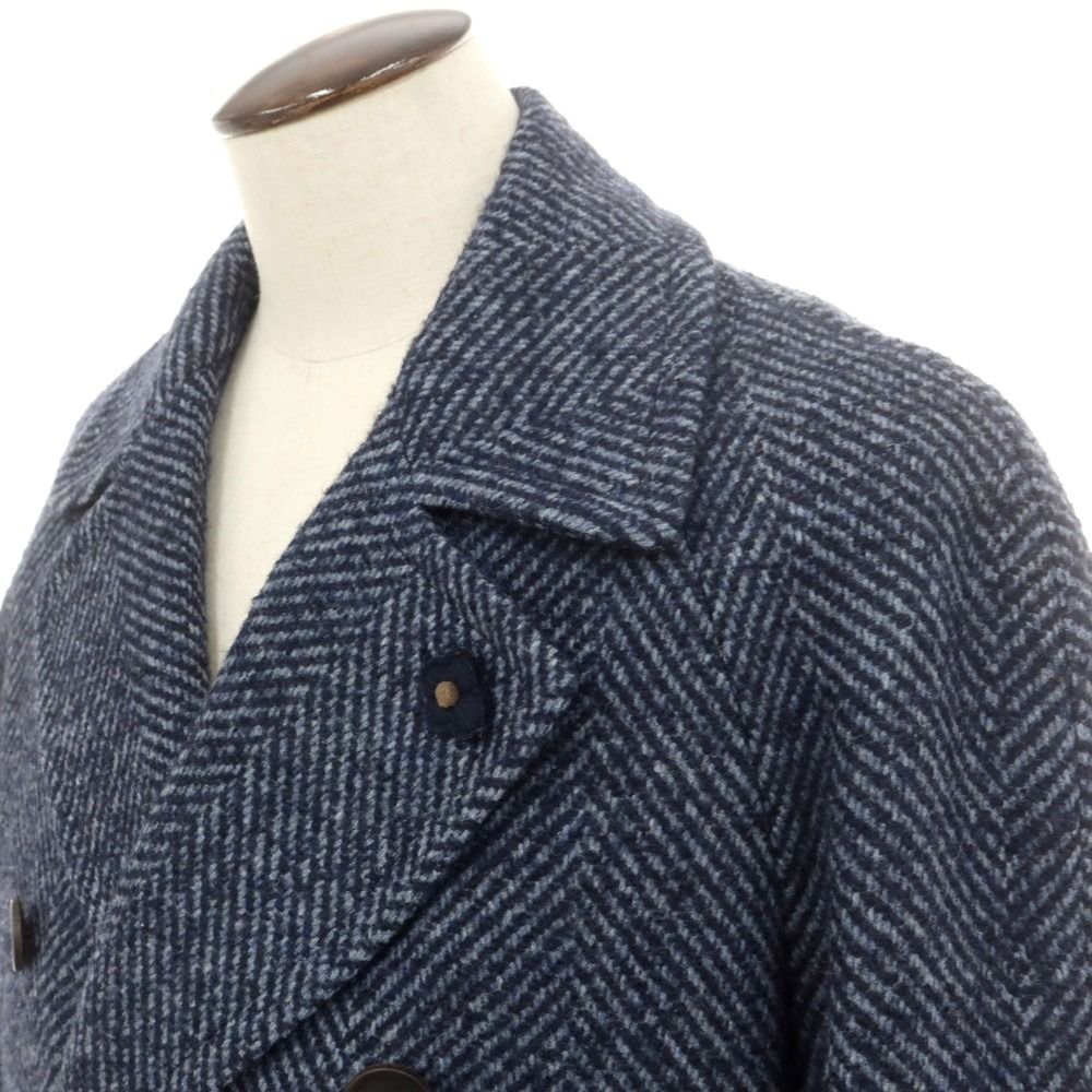 ラルディーニ LARDINI ウールアルパカ ダブルブレストコート ブルー サイズ52 メンズ