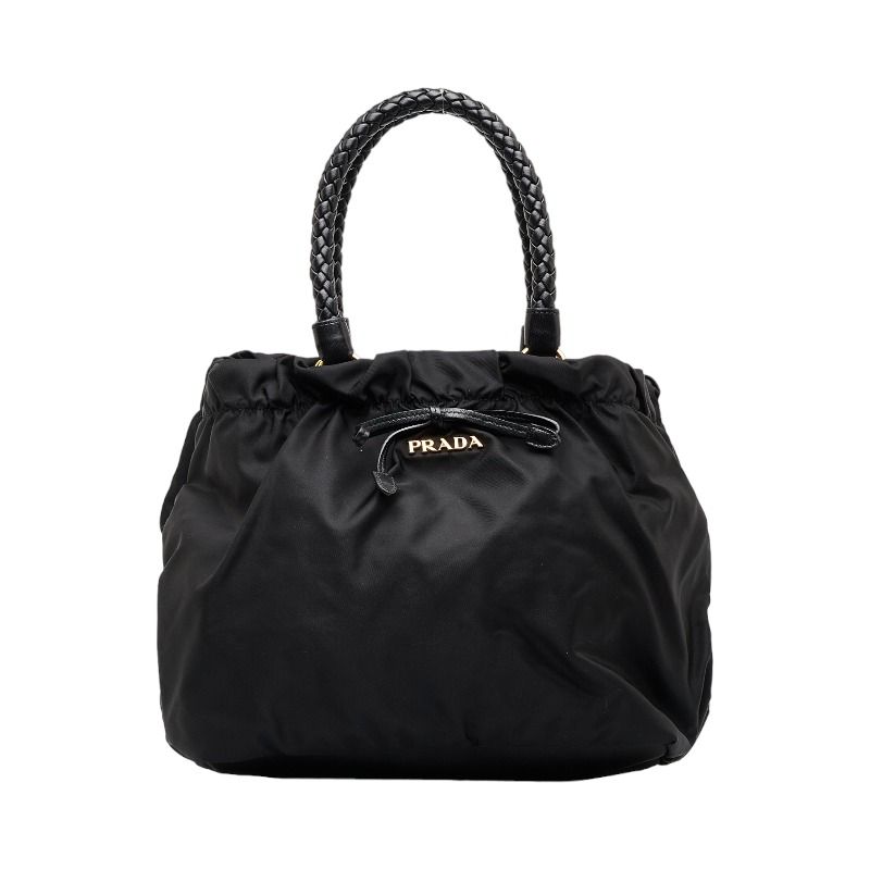 プラダ リボン ハンドバッグ ショルダーバッグ 2WAY ブラック ナイロン  