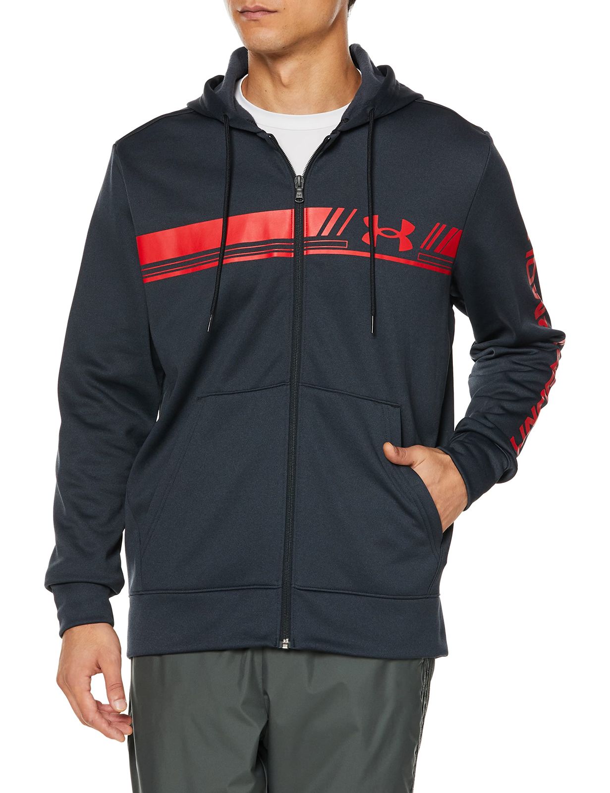 UNDER ARMOUR　柔らか素材のジャンパー ARMOUR UA BAR FLEECE アンダーアーマー LOGO バーロゴ FZ メンズ