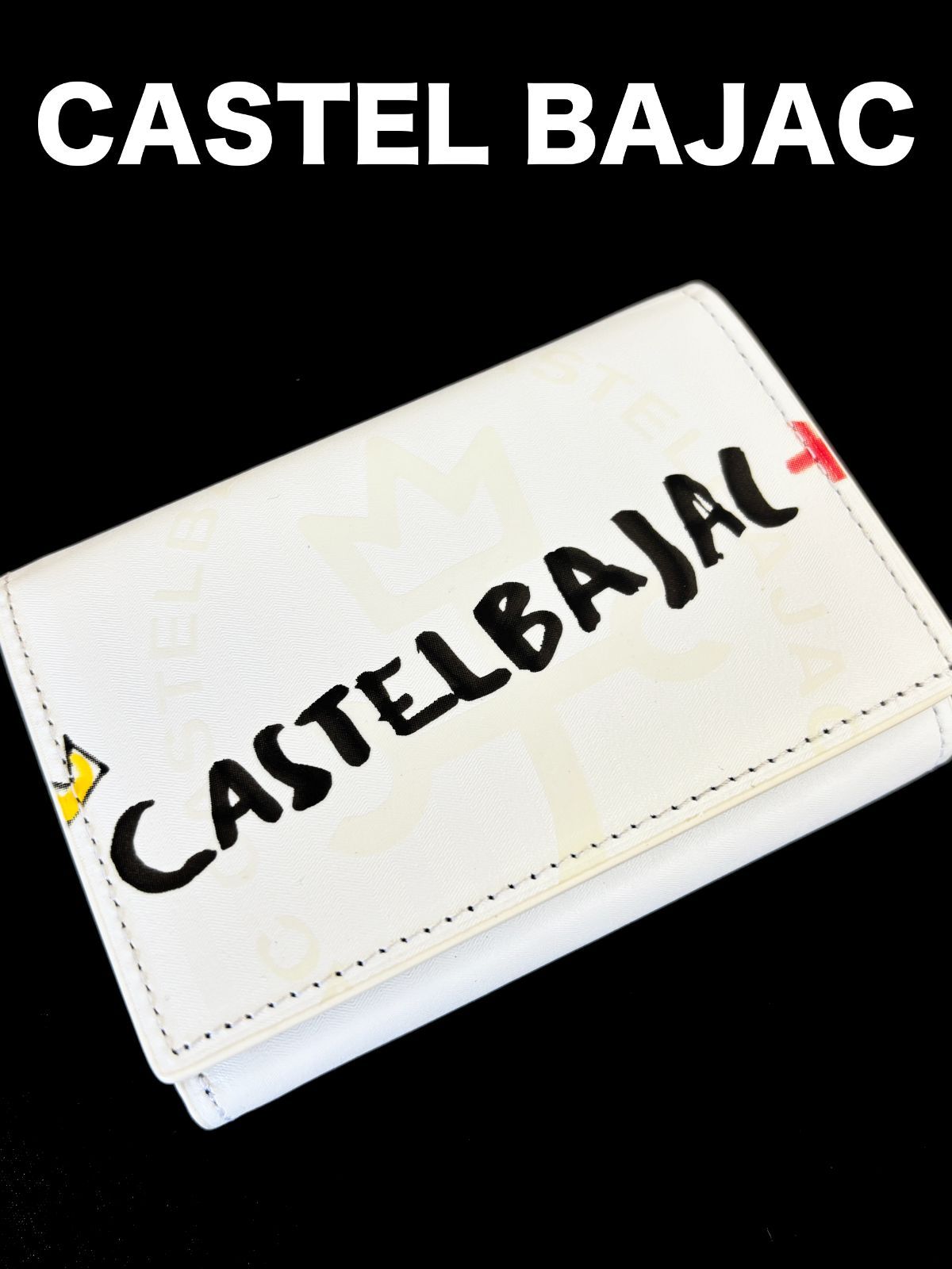 【CASTELBAJAC】カステルバジャック 牛革 三つ折り財布 ココ メンズ ホワイト 白 本革 コンパクト ミニ財布