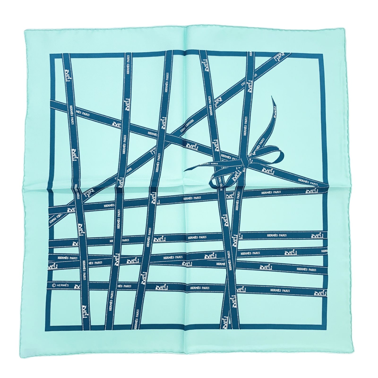 エルメス スカーフ グリーン ブルー HERMES HERMES エルメス プリーツ