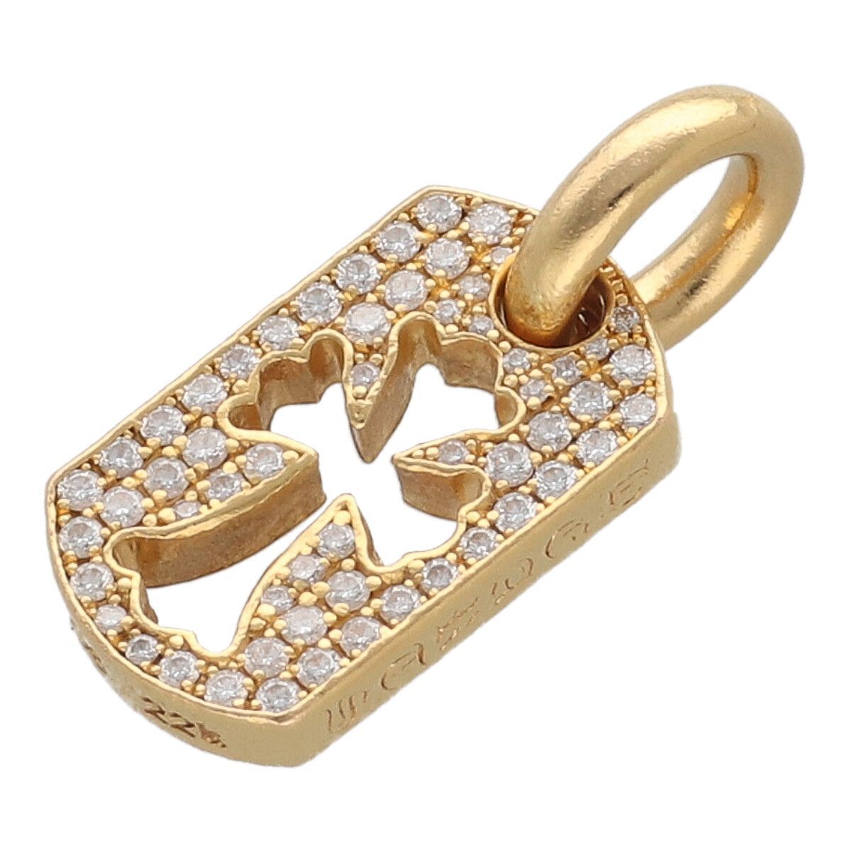 【中古】 CHROME HEARTS クロムハーツ タイニーカットアウトクロスドッグタグ 22K パヴェダイヤ ペンダント ネックレス チャーム アクセサリー インボイス 24028237 AO