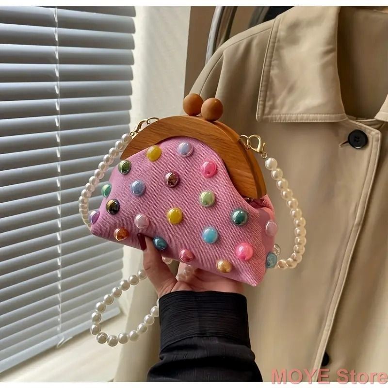 カラフルビーズ装飾パーティーバッグ