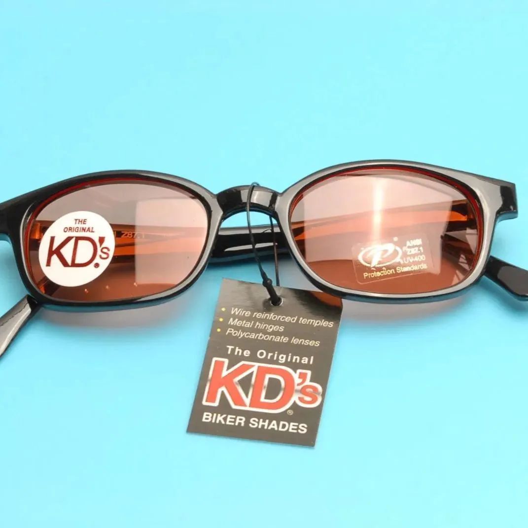KD サングラス オレンジレンズ バイカー 運転用メガネ ブラックオレンジ