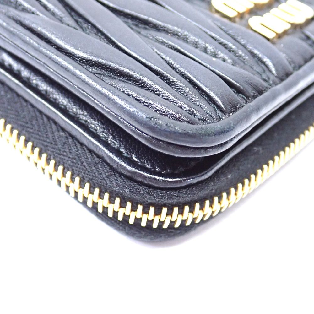 Ft630731 ミュウミュウ 二つ折り財布 マトラッセ 5ML522 ブラック  