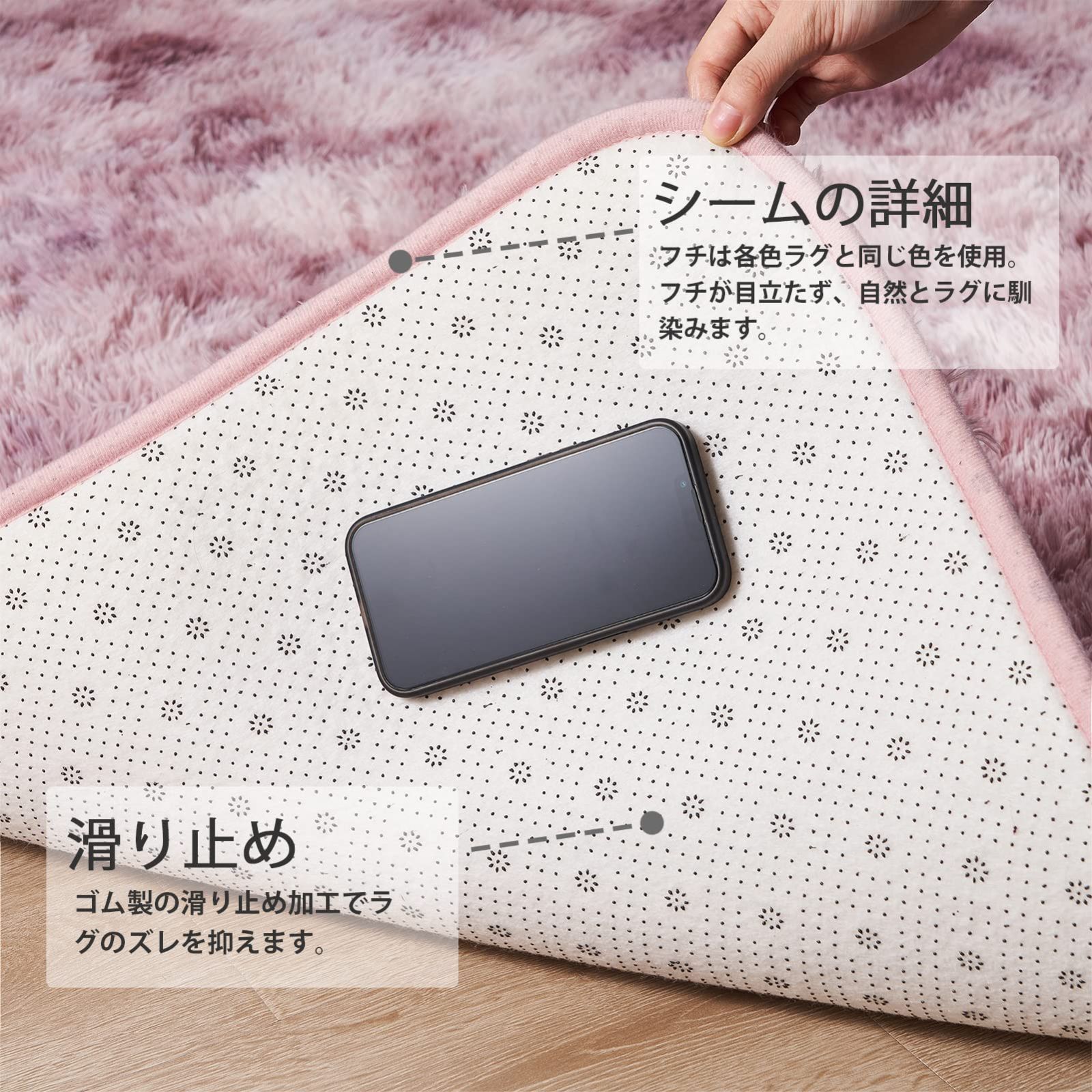 新着商品】ピンク 160x200cm 滑り止め ペット 極厚 2畳 カーペット