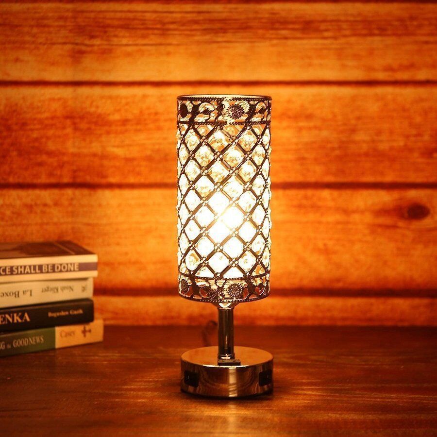 クリスタルテーブルランプ モダン タッチ調光 USB充電ポート付き クリスタルランプ テーブルランプ タッチ操作 リモコン付き USB