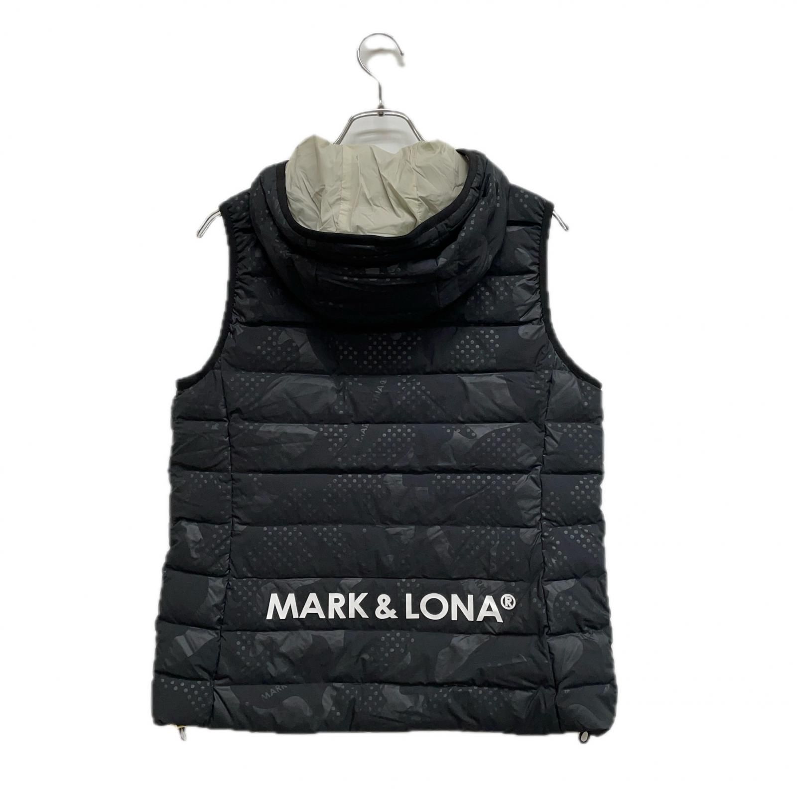 レディース マークアンドロナ MARK-LONA ダウンベスト 40 L 黒系 ブラック ダブルジップ フード付き カモフラ