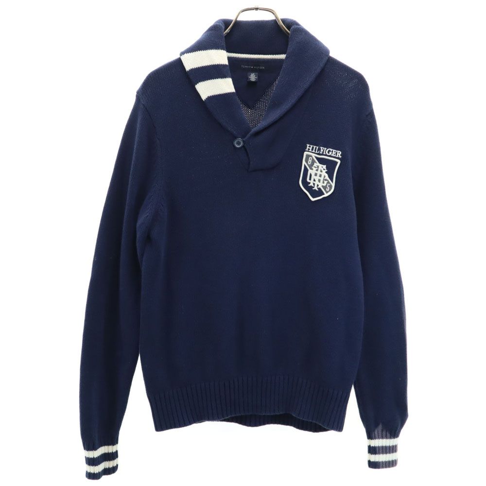 トミーヒルフィガー 長袖 ショールカラー コットンニット セーター S ネイビー系 TOMMY HILFIGER メンズ