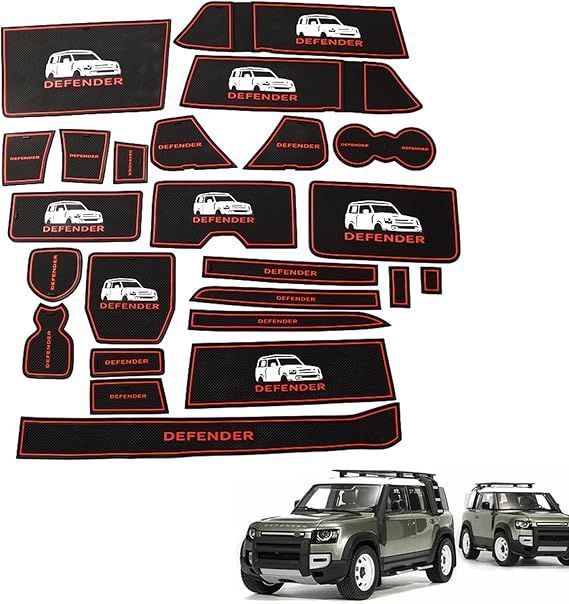 【在庫処分】MUMAREN ランドローバー ディフェンダー 90 110 130 2020-2024専用 ドアスロットマット カップホルダーマット コンソールマット 収納ボックス 滑り止めマット インテリアキット 汚れ防