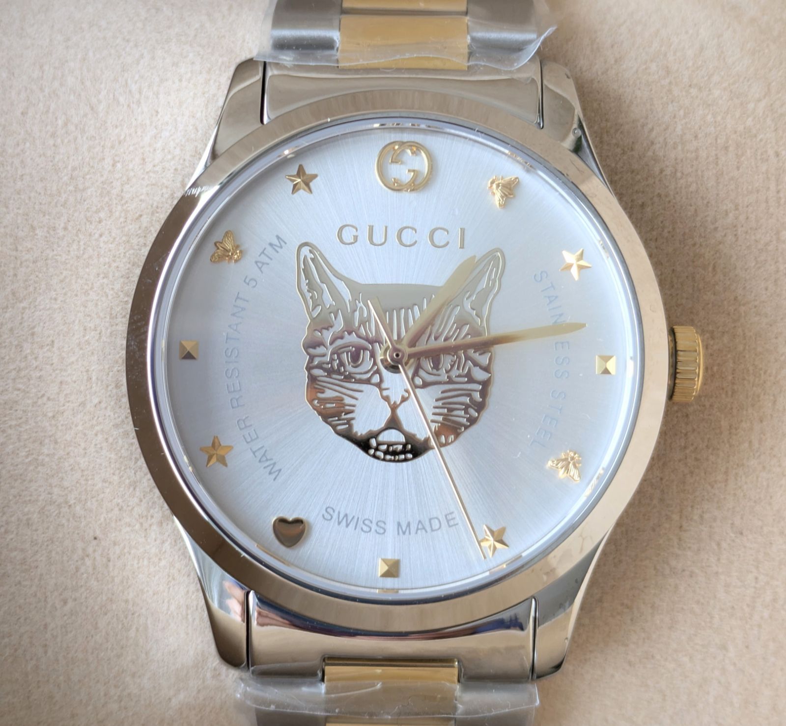 新品未使用 GUCCI グッチ 腕時計 G-TIMELESS Gタイムレス キャット 猫 メンズ YA1264074 ゴールド 38ミリ - メルカリ