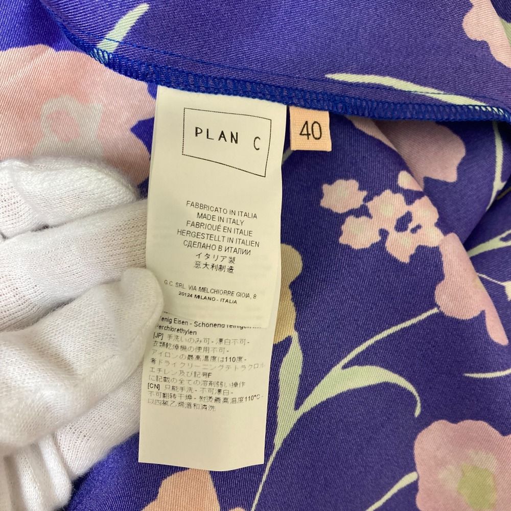 未使用 PLAN C プランシー フラワープリント 長袖 プリーツ シャツ サイズ40 ブルー レディース 古着 中古 未使用 PLAN C プランシー フラワープリント 長袖 プリーツ