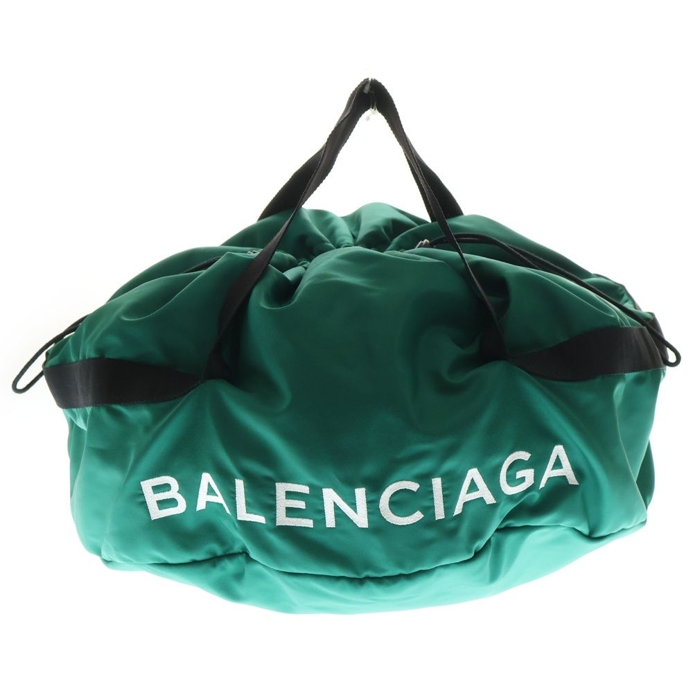 BALENCIAGA バレンシアガ ロゴ刺繍ナイロンホイールハンドバッグ ボストン グリーン 489939