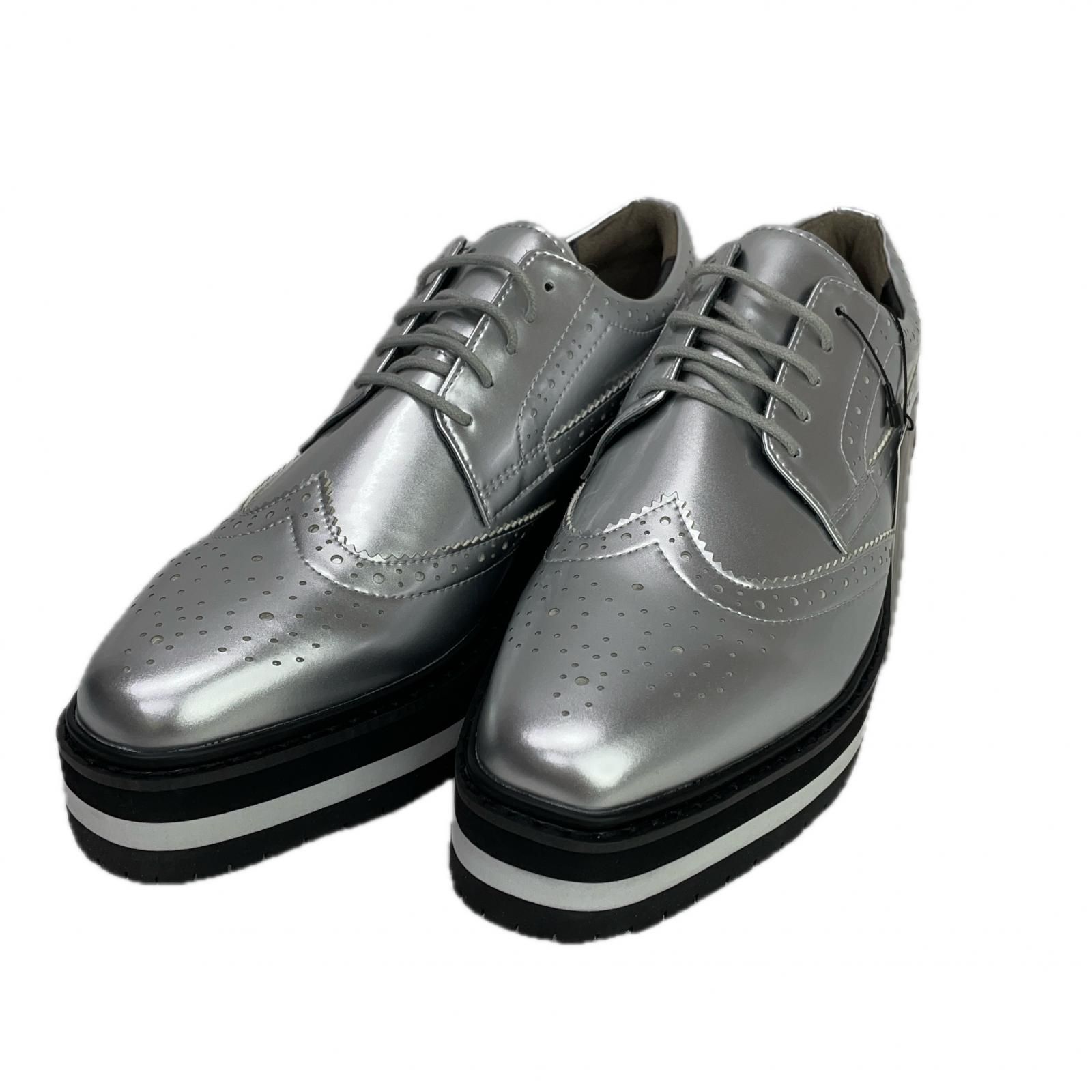 ♥品 セントアンドリュース StANDREWS ゴルフシューズ M 24.5-25.0 24.5cm シルバー スパイクレス 厚底タイプ 042-3992302