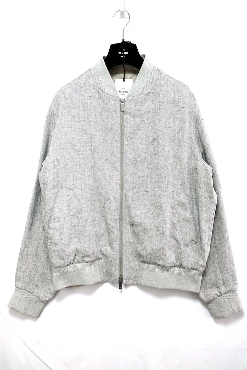 BERLUTI PARIS ベルルッティ リネン ボンバー ジャケット ブルゾン ブークレ グレー R52サイズ R240BL135LADJ ♥