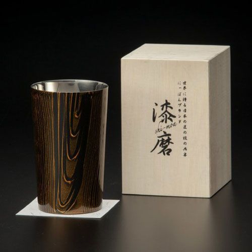 ウチキ 漆磨 漆塗りカップ 和然檀 わもだんぷらす ハイボールカップ 黒 黒檀 二重構造 SCW H 201