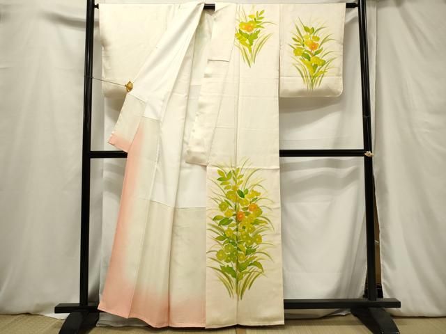 平和屋着物○訪問着 友禅 草花文 暈し染め 丹後ちりめん 仮絵