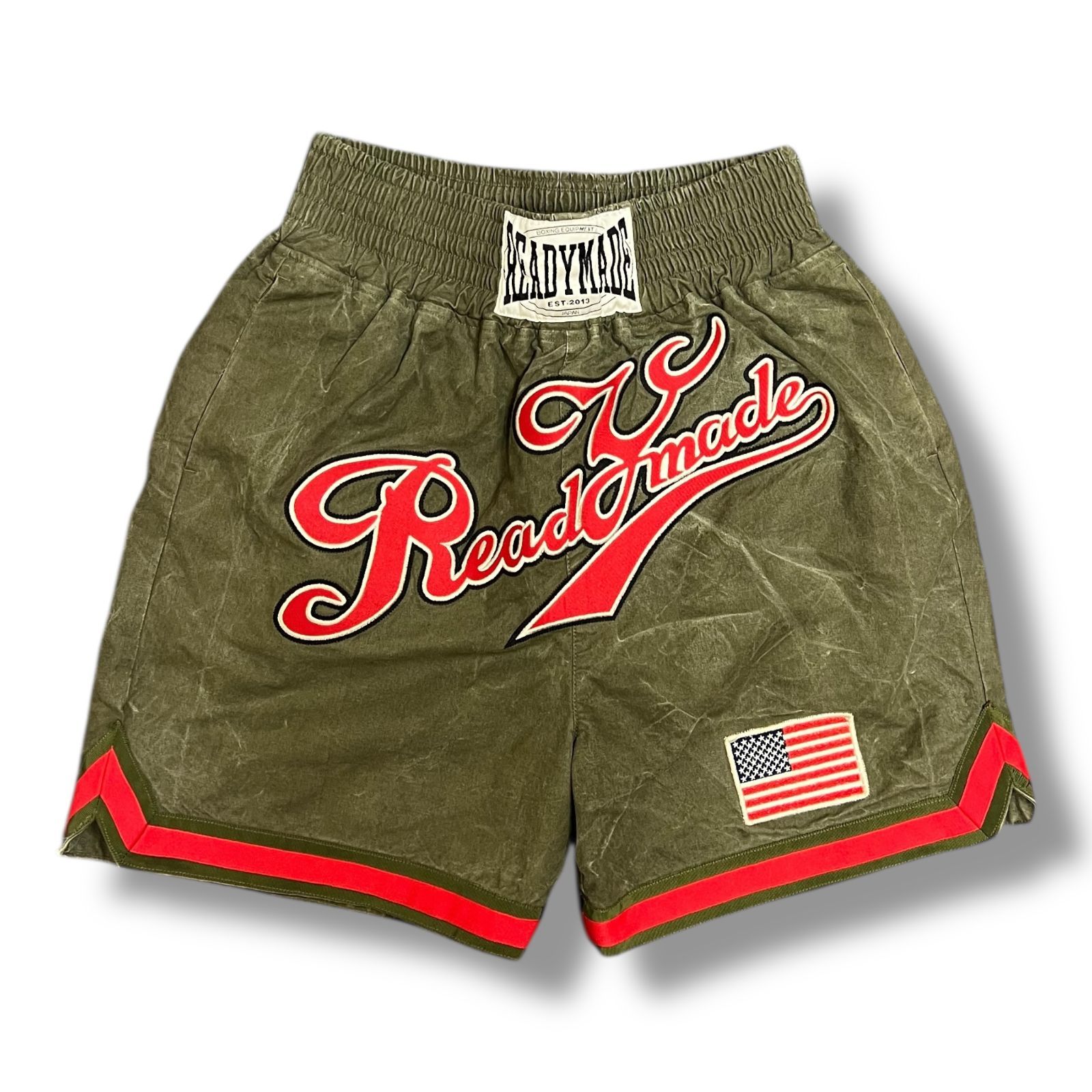参考上代132000円 READYMADE BOXING SHORTS ボクシングショーツ イージーショーツ ハーフパンツ レディメイド カーキ 1 78934A5