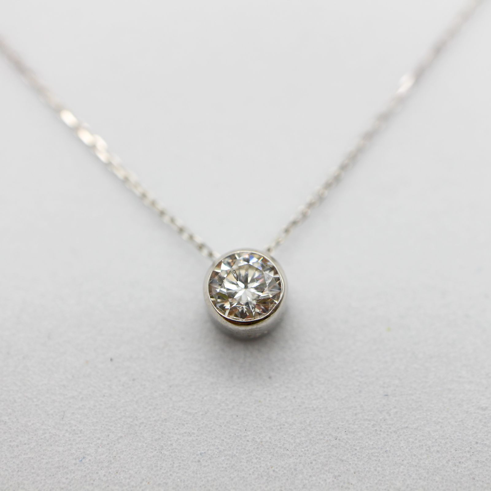SV925 ラボグロウンダイヤモンド 0.3ct 覆輪留めネックレス チェーン約45cm