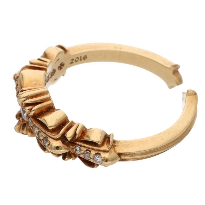 ■ChromeHearts ベイビークラシックダブルフローラルクロスリング14号 CHROME HEARTS 22K BABY CLASSIC FLORAL CROSS RING PAVE DIAMOND