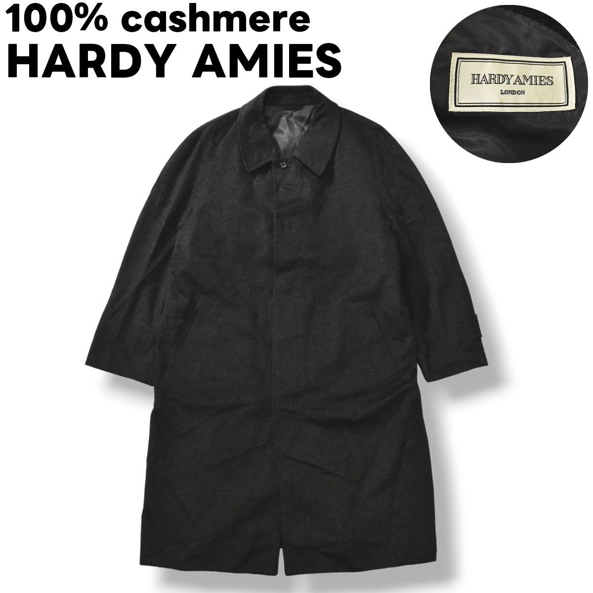 最高級】【美品】 ハーディエイミス HARDY AMIES カシミヤ100% ウール ステンカラーコート A6 グレー メンズ 日本製 - メルカリ