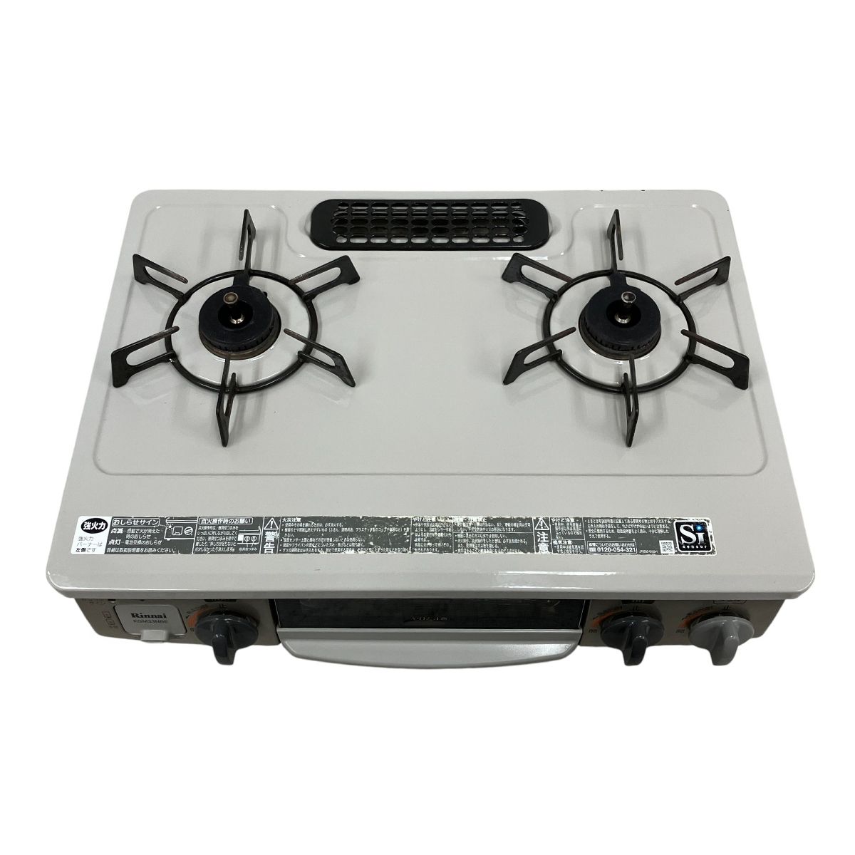 中古美品 ガステーブル リンナイ KGM33NBEL プロパンガス LPG用 左強火力 siコンロ ▽美品 LPガス用 リンナイコンパクトガステーブル KGM33NBEL 左強火