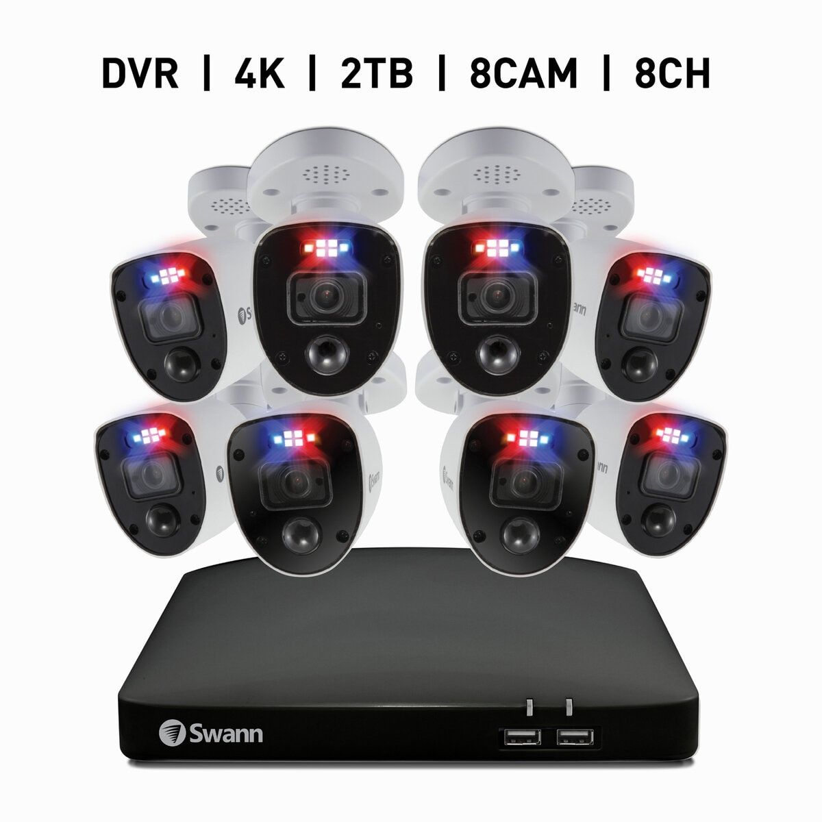 コストコ商品!Swann スワン 8CH 4K DVRシステム 2TB Enforcer バレット型 カメラ8台 ct36977