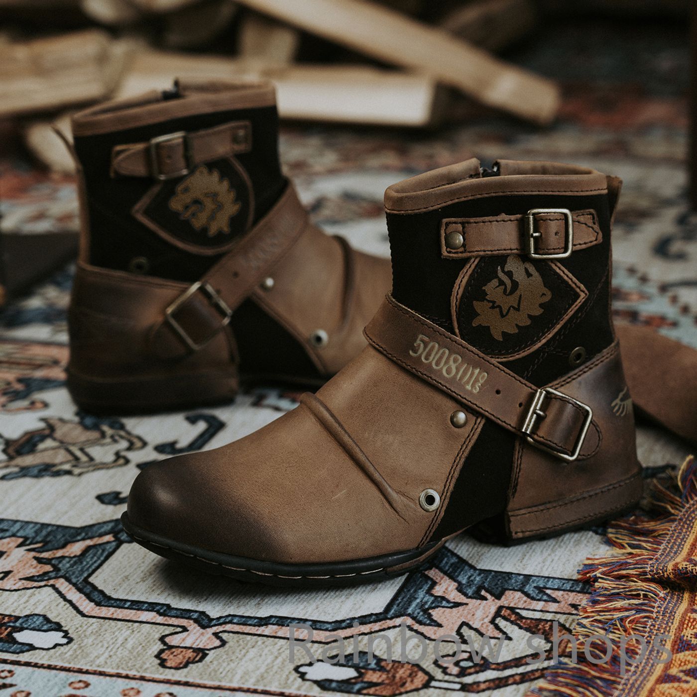 ショートブーツ メンズ ワークブーツ サイドジップ レースアップ